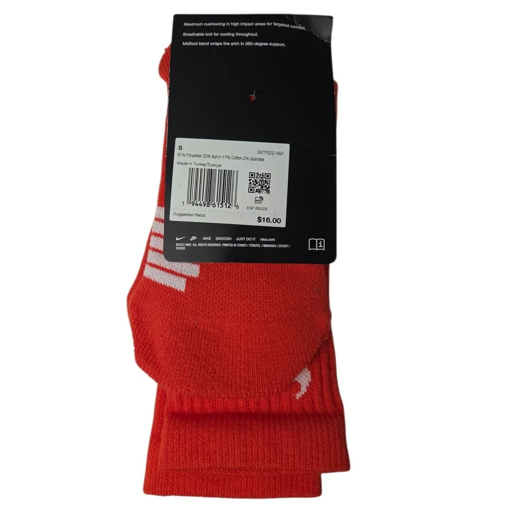 Nike Elite Basketball Crew Socks YOUTH 3Y-5Y Small‎ Orange White Dri-FIT NWT